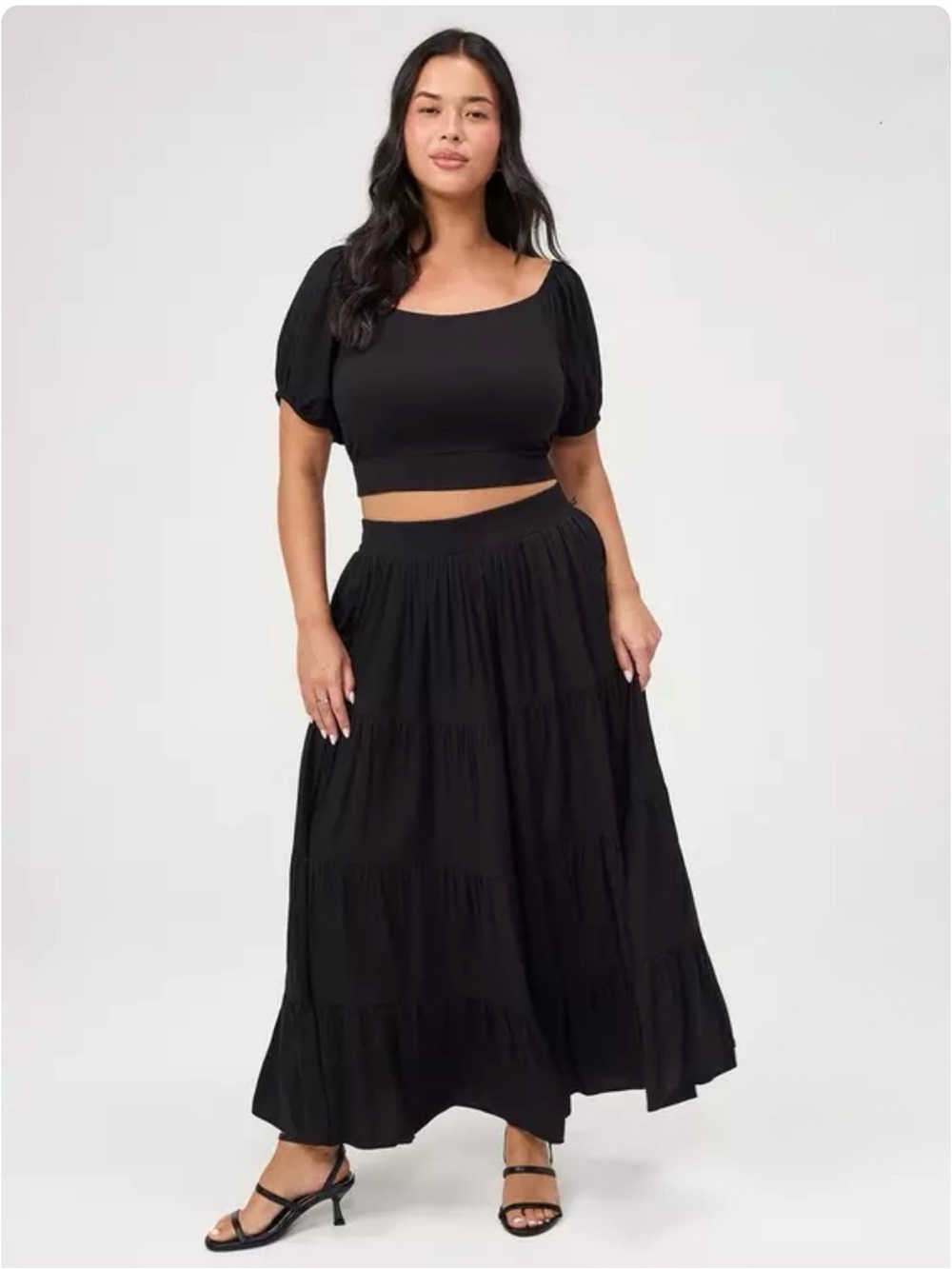 torrid Black Tiered Maxi Skirt with top- torrid size 2